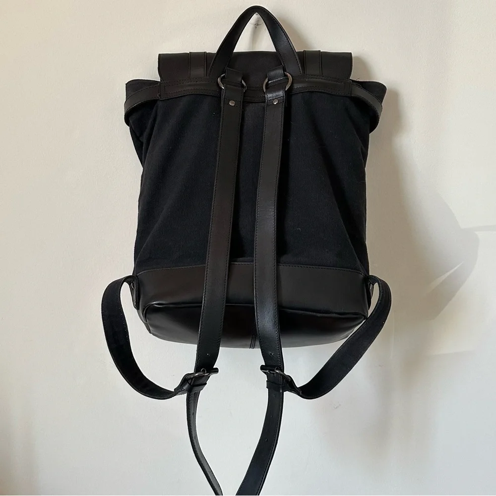 Still Nordic Leather Canvas Backpack Black Laptop Minimalist Unisex
